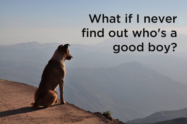 What if I never find out who's a good boy? ... or who am I? for that matter ...